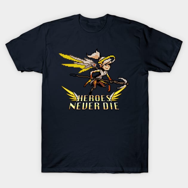 Overwatch - 16-Bit Mercy Quote T-Shirt by wyckedguitarist